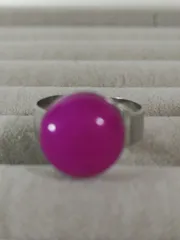 NO111 天然石ピンクアゲートリング12mm・フリーサイズ・ステンレスシルバー