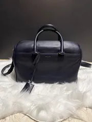 【中古】サンローラン ミニボストン ショルダー ネイビー  ハンドバック 2way