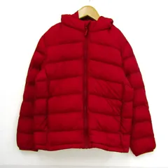 ユニクロ 中綿ジャケット ジャンパー アウター ライトウォームパデットパーカ キッズ 男の子用 140サイズ レッド UNIQLO 【中古】