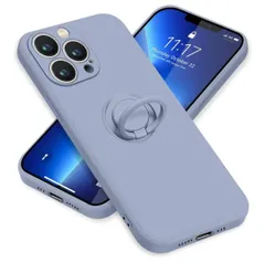 ZHUAZHULE ケース 用の iPhone13 Pro アイフォン13Pro スマホケース リング付き シリコン スタンド機能 カバー 耐衝撃 レンズ保護 360°回転 車載ホルダー ストラップホール付き 滑り止め 指紋防止 薄型 （グレー）