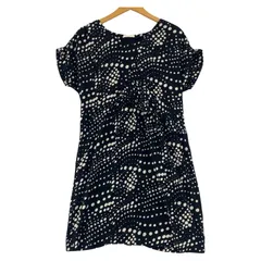 OPAQUE.CLIP オペークドットクリップ 総柄 Vネックワンピース sizeM/ブラック