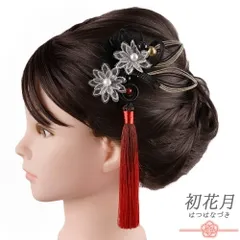 髪飾り 成人式 水引 赤 ゴールド 振袖 袴 花 シルバー 黒 房 組紐 大きい 小さい 2点セット 着物 和装 かんざし Uピン 大人 か No.9-5612