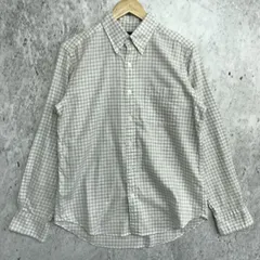 UNITED ARROWS green label relaxing ナチュラル フィット ギンガム チェック ボタンダウン シャツ ホワイト ライトグレー Mサイズ〇□