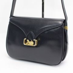 IS234)CELINE セリーヌ 馬車金具 ヴィンテージ レザー ショルダーバッグ ブラック