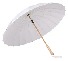 Lanx. 和傘 白 ホワイト 和風 軽い 24本骨 晴れ 雨 兼用 梅雨 対策 木製 手元 長傘 雨傘 番傘 紳士傘 耐風 撥水 グラスファイバー 青 コスプレ レディース 無地 柄 大きい 飾り 紙 黄色 黒 ケース 撮影 桜 小さい  [白(ホワイト)]