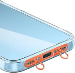 SPILOOPS ストラップホルダー 2口ダブルリング 極薄0.4mm ステンレス製 充電干渉なし 回転防止 落下・紛失防止(オレンジ)