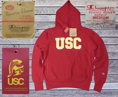 ✅️ 新品 MADE IN USA Mサイズ Champion チャンピオン 70s リバースウィーブ 復刻 USC カレッジ パーカー アメリカ製 エンジ ワイン