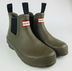 良品★HUNTER・ハンター レディース ラバーブランドロゴワッペン付き サイドゴア チェルシーブーツ レインブーツ(22㎝)長靴 ブランド レディース靴