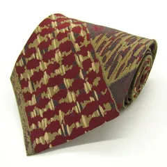 クリッツア ブランド ネクタイ 総柄 チェック柄 格子柄 シルク PO メンズ ブラウン KRIZIA 【中古】