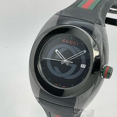 グッチ SYNC シンク YA137107A メンズ クオーツ 腕時計 ブラックダイアル ラバーベルト【中古】
