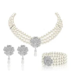 花嫁アクセサリーセット　結婚式用アクセサリープレゼント　アクセサリー組合せ　三輪真珠ネックレス