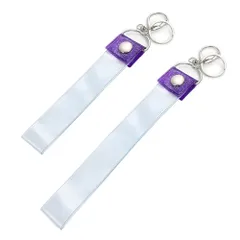 SALUDABLE 銀テープホルダー キーホルダー 収納 保管 推し活 35/45cm 2個セット (パープル)