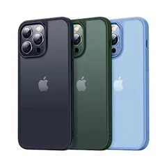 CASEKOO iPhone13 Pro 用 ケース 半透明 マット感 米軍MIL規格 ストラップホール付き ワイヤレス充電対応 (マットブラック)