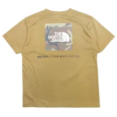 良品 20SS THE NORTH FACE ザノースフェイス ロゴ カモ プリント Tシャツ カットソー トップス 半袖 NT32035 M 茶 ブラウン メンズ 古着 中古 USED