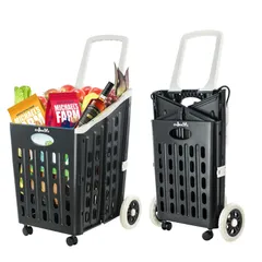 食料品運搬 ショッピング 買い物 旅行 ショッピングキャリー 75L 引っ越し用 大容量 折りたたみ式 キャリーカート ポータブル 折りたたみ式ショッピングカート ブラック ZHJINGYU