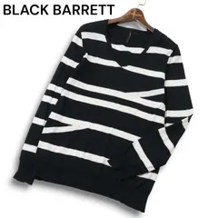 BLACK BARRETT ブラックバレット ニールバレット 通年★ デザイン ボーダー Vネック コットン セーター ニット Sz.2 メンズ