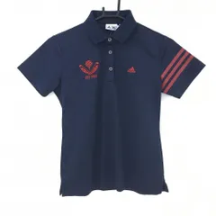 ★特価★【新品】アディダス 半袖ポロシャツ ネイビー×レッド 袖3ライン 吸汗速乾 UPF25 レディース M/M(M) ゴルフウェア adidas