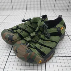 ◇ ⊂ KEEN 子供 キッズ サンダル グリーン系×カモフラージュ系 19.5cm 男の子 E  【1509100021438】