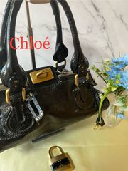 ㉚Chloé クロエ レザー ハンドバッグ パディントン ブラック 黒