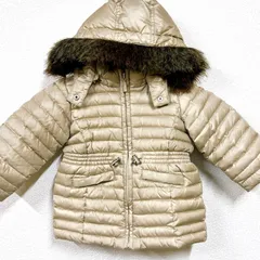【中古】babyGAP ベビーキャップ ベージュ 無地 光沢 秋冬 子供 キッズ ベビー用 90サイズ 防寒 ファスナー ミドル丈 長袖 アウター ダウンジャケット KH-K-241049