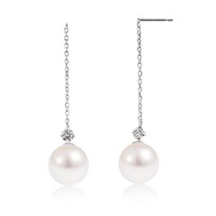 [シアーズ] ピアス  PT900 アコヤ真珠 7.0～8.0mm 天然ダイヤモンド 0.08ct 揺れる se56-0009-f-pt