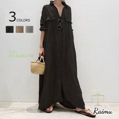 シャツワンピース ワンピース ロングワンピ レディース マキシ チュニック 体型カバー ロングシャツ 40代 大きいサイズ 無地 春 ゆったり カジュアル  vii3y965748