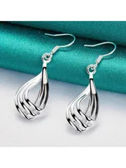 ジュエリー レディース イヤーアクセサリー 925スターリングシルバーメッキピアス ファッションジュエリー エレガントな女性 チャーム ねじれ波状ラインドロップピアス ファッションリーダー クリスマスギフト