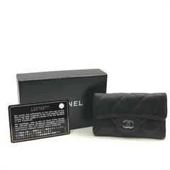 良品 CHANEL シャネル ココマーク マトラッセ ラムスキン 6連 SV金具 キーケース ブラック ブランド 小物 ファッション ブラック a7292