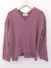 ◇ OPAQUE.CLIP Vネック ロールアップ 長袖 ニット プルオーバー サイズ38 ダークピンク系 レディース E  【1303200003666】