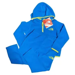 ノースフェイス キッズ フリース 上下セット セットアップ 100 ブルー フード付き フルジップ WHITE LABEL ホワイトレーベル ラウンジセット トドラー ジャージ パジャマ