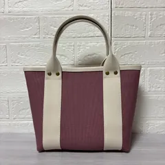 帆布トートバッグ　ハンドメイド　スモーキープラム×フェイクレザーライトベージュ