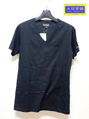 EMPORIO ARMANI エンポリオ アルマーニ メンズ Tシャツ L カットソー Vネック ブラック ボーダー 新品同様品 【送料無料】 A-8243