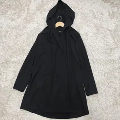 【極美品】mizuiro ind　ドレープ フード カーディガン コーディガン　FREEサイズ　ストレッチ　ブラック　ロング　羽織り