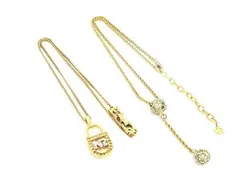 NINA RICCI ニナリッチ ラインストーン ネックレス ペンダント アクセサリー レディース 2点セット まとめ売り ゴールド系 DF8948