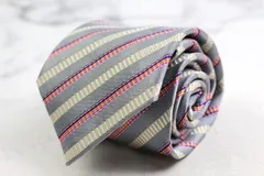 カナーリ ブランド ネクタイ ストライプ柄 シルク コットン イタリア製 PO メンズ ライトグレー CANALI 【中古】のサムネイル