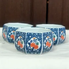 有田焼 幸窯 八角小鉢 3客セット 菊花文様 和食器 煮物鉢 小付け