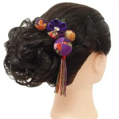 髪飾り 成人式 つまみ細工 振袖 前撮り 袴 花 浴衣 夏祭り 花火大会 3点セット 紫 浴衣 かんざし 卒業式 フォーマル 髪型 ヘア No.9-3809