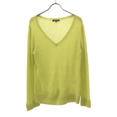 chancery lane チャンセリーレーン カシミヤ100% 長袖 Vネック セーター LL ライムイエロー ニット レディース 古着