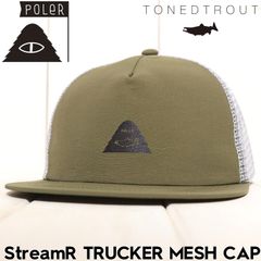 帽子 メッシュキャップ  POLeR × TONEDTROUT ポーラー トーンドトラウト コラボ StreamR TRUCKER MESH CAP 251MCV0222 KHA 日本代理店正規品