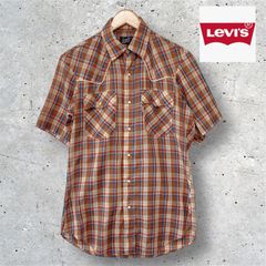 ヴィンテージ　Levi's　リーバイス　チェック　ウエスタンシャツ　半袖　サイズM