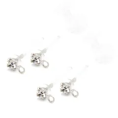 【数量限定】樹脂 カン付き ピアス アクセサリー パーツ 樹脂ポスト シリコンキャッチ 金属アレルギー対応 2ペア [ジュエリーショップエム] セット ca0004