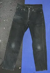 LEVI'S リーバイス 533 ストレート ブラックデニム パンツ ダメージ ブラックジーンズ W30