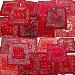 古着卸 まとめ売り ペイズリー柄 バンダナ  小物 20枚セット (ユニセックス ) レッド 赤 レッドホワイト 中古 古着 NA7988