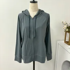 新品 未使用 女性 レディース 薄手 虫よけ素材使用！ ラッシュガード 長袖 パーカー ブルー M UVカット