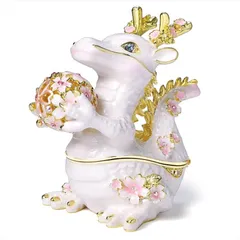 EX625 桜の守り竜 【ピィアース正規品】 かわいい子龍 辰年 干支の置物 竜 龍 ジュエリーボックス インテリア雑貨 桜 サクラ さくら アクセサリーケース リングケース 宝石箱 ギフトボックス入り 東京銀座PICALS ピィアース mer12