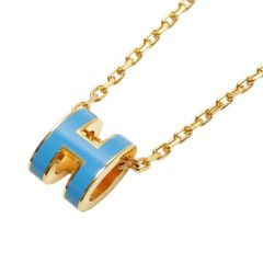 エルメス　ＨＥＲＭＥＳ　ミニポップアッシュ　ネックレス　ブルージーンｘゴールド金具　未使用品