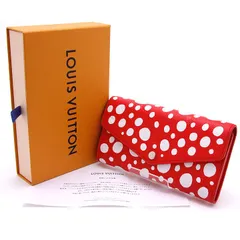 【 中古 美品 】LOUIS VUITTON ルイヴィトン 長財布 モノグラム・アンプラント 草間彌生 LV × YK ポルトフォイユ・サラ M81909 レッド 水玉 ドット 希少 レディース ロングウォレット 限定 赤 白 ポップ レア 財布