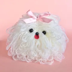 レトロなマルチーズティッシュカバーキット（白）/かぎ針編みキット/おかんアート