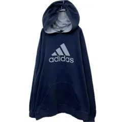 adidas ロゴスウェット パーカー XL ネイビー アディダス 裏起毛 プルオーバー 古着卸 アメリカ仕入 a709-5396
