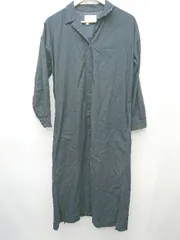◇ URBAN RESEARCH DOORS 開襟 シンプル 長袖 膝下丈 ワンピース サイズONE ネイビー レディース P  【1408200007000】
